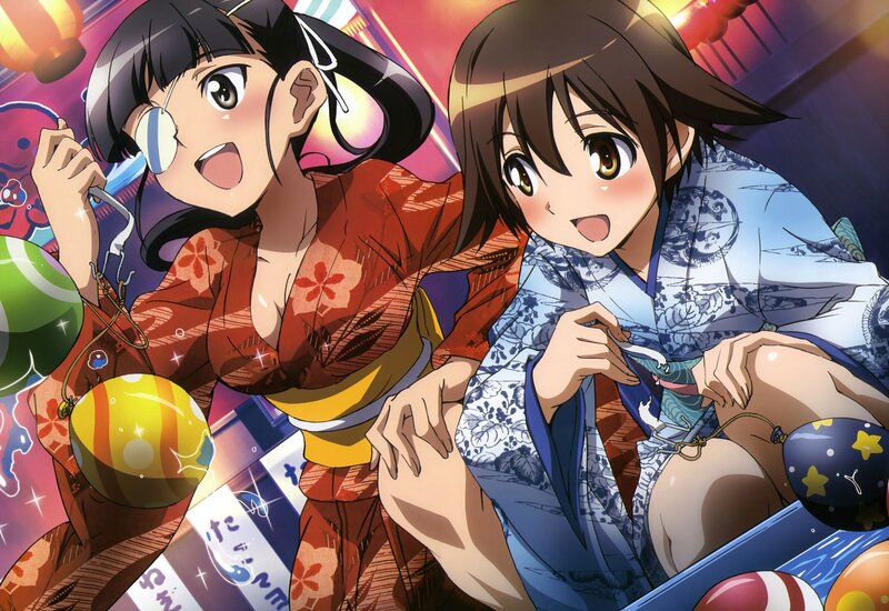 Two girls in kimonos at festival