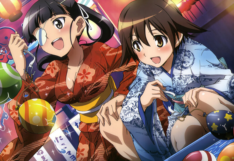 Two Girls in Kimonos — Blue, Festive