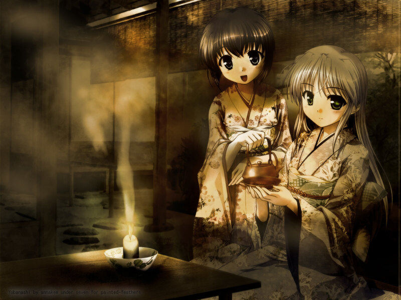Two Girls in Kimonos — Brown