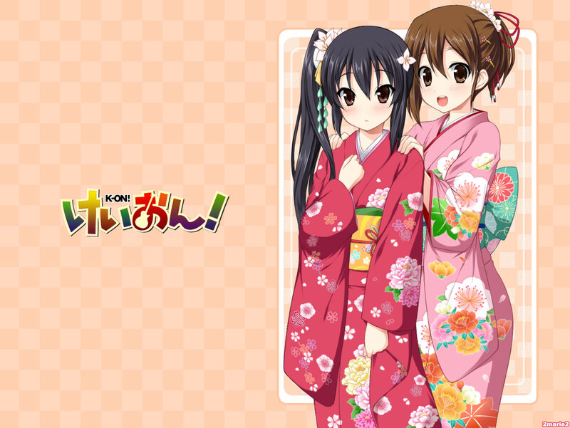 Two Girls in Kimonos — Pink, Cheerful