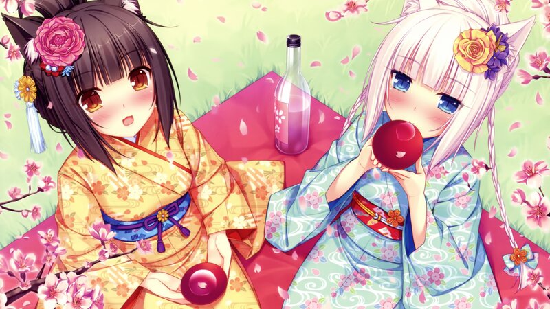 Two Girls in Kimonos — Pink, Peaceful, Spring