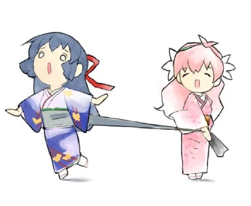 Two Girls in Kimonos — Pink