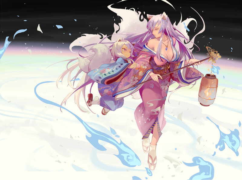 Two Girls in Kimonos — Purple, Dynamic