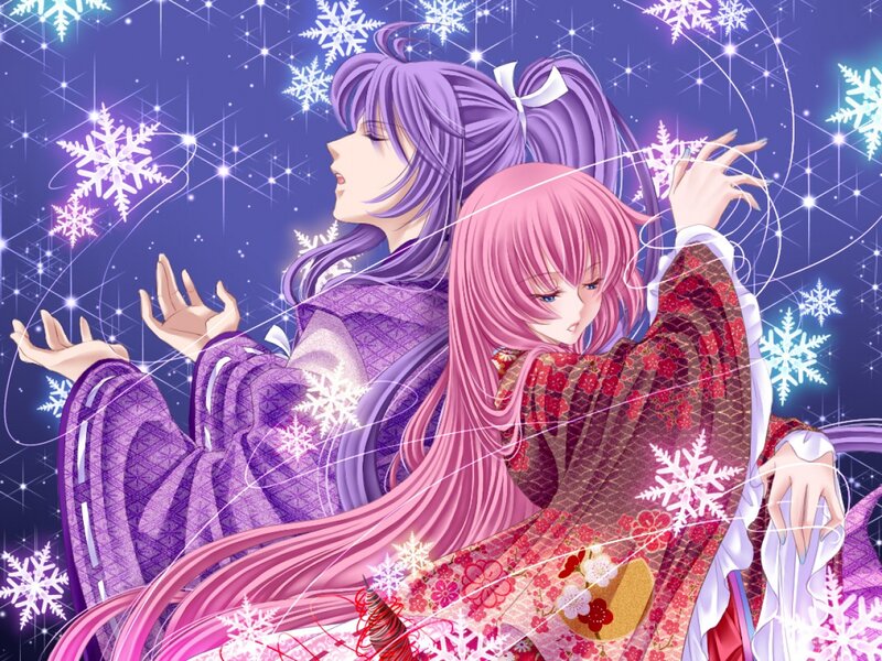 Two Girls in Kimonos — Purple, Magical