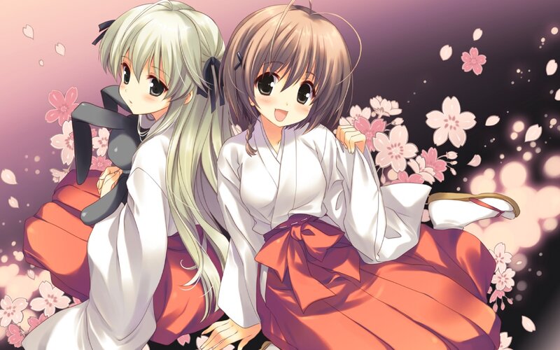 Two Girls in Kimonos — White, Serene