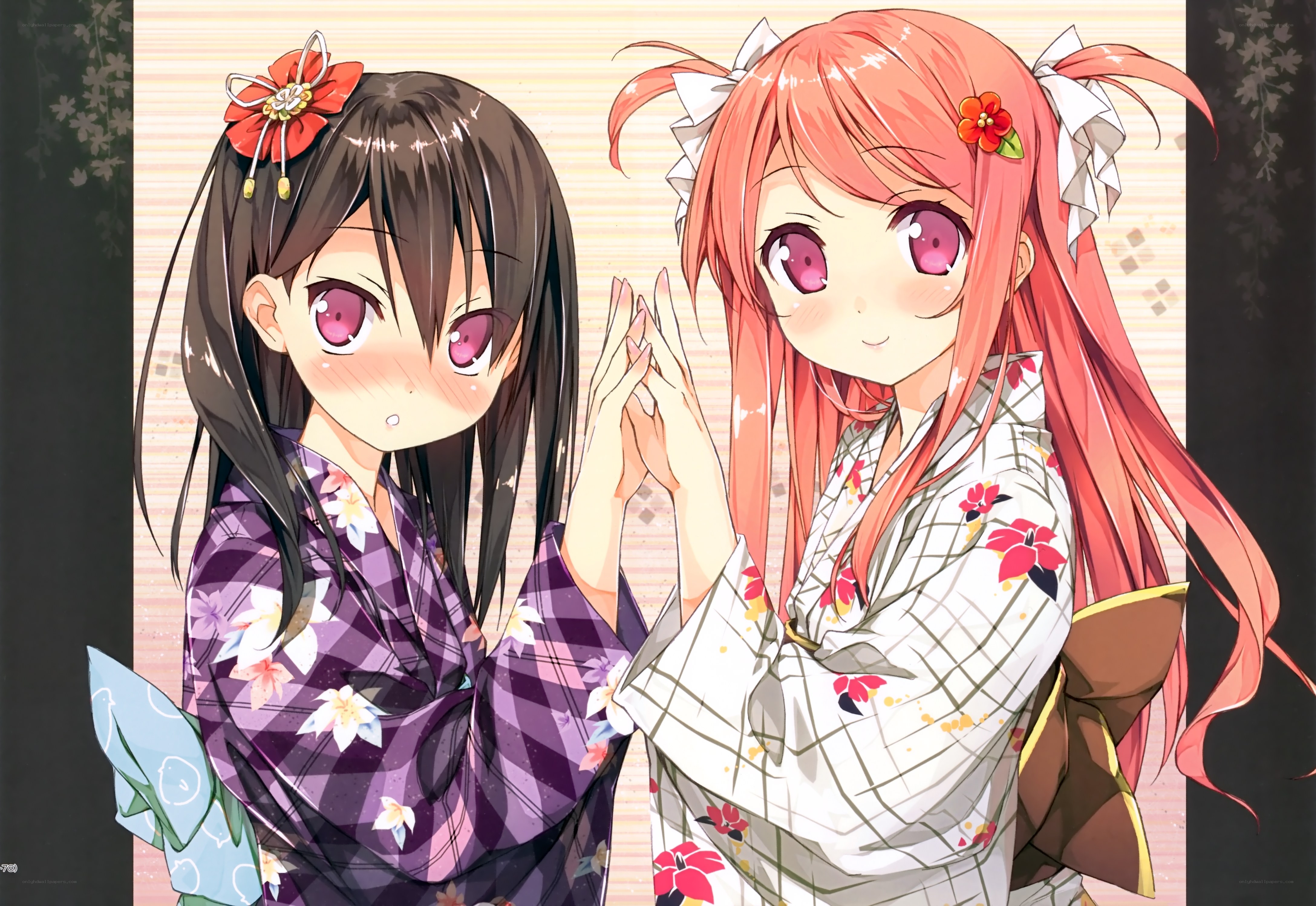 Two girls in kimonos