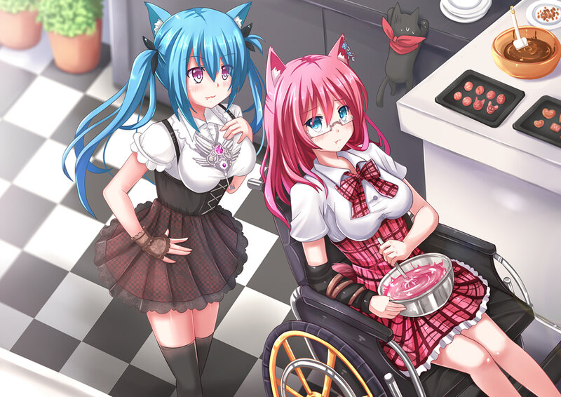 Two Girls in Kitchen — Blue, Calm