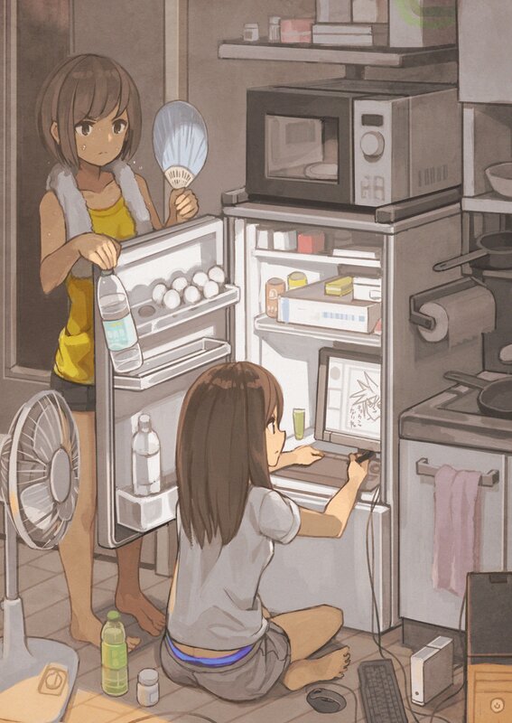 Two Girls in Kitchen — Gray