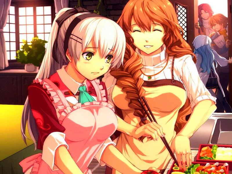 Two Girls in Kitchen — Orange