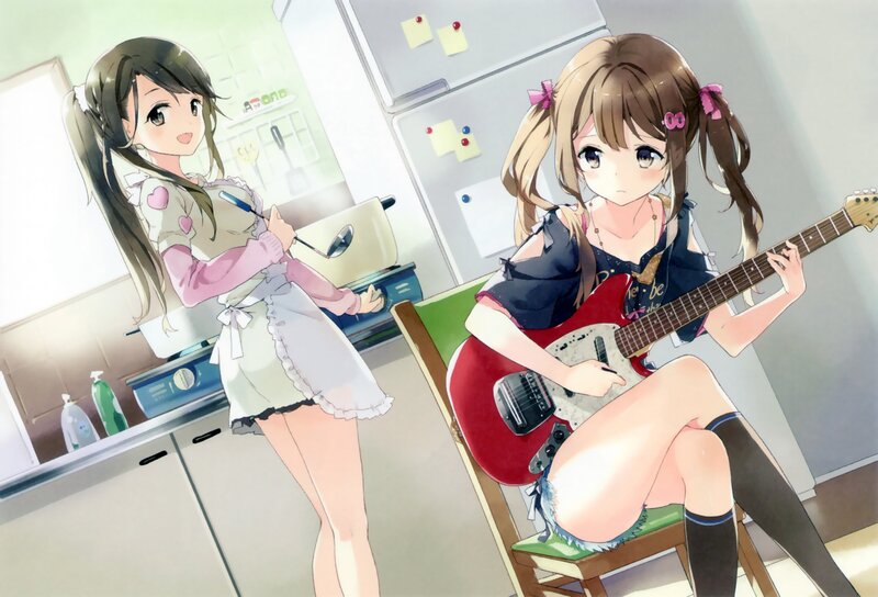Two Girls in Kitchen — Pink, Calm