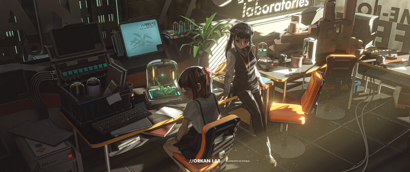 Two Girls in Lab — Black