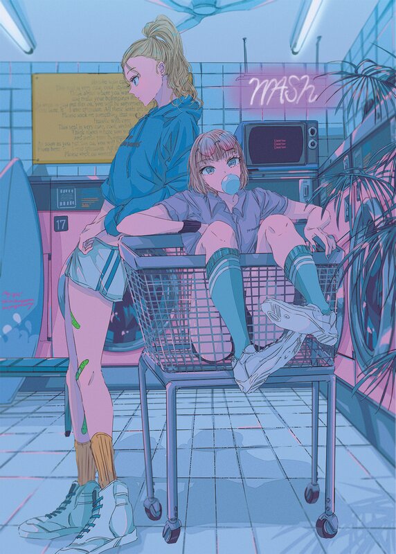 Two Girls in Laundromat