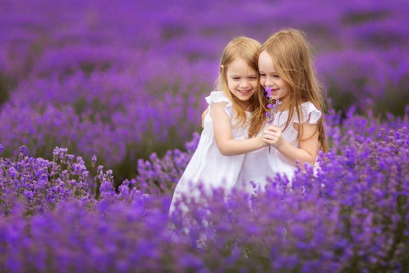 Two Girls in Lavender Field