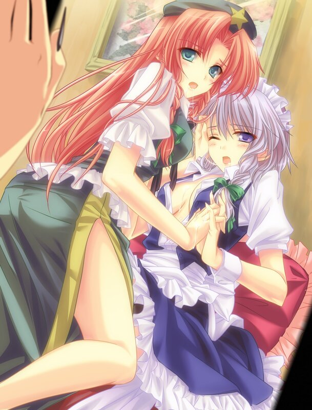 Two girls in maid outfits
