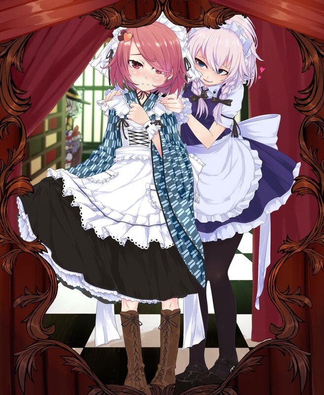 Two girls in maid outfits