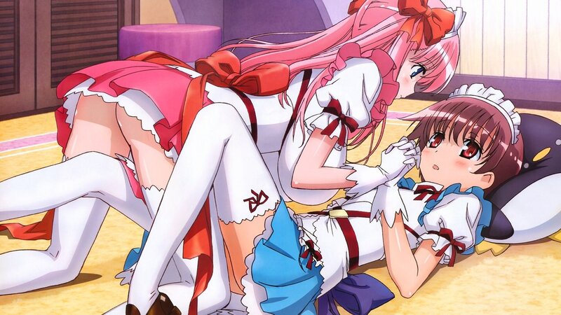 Two girls in maid outfits