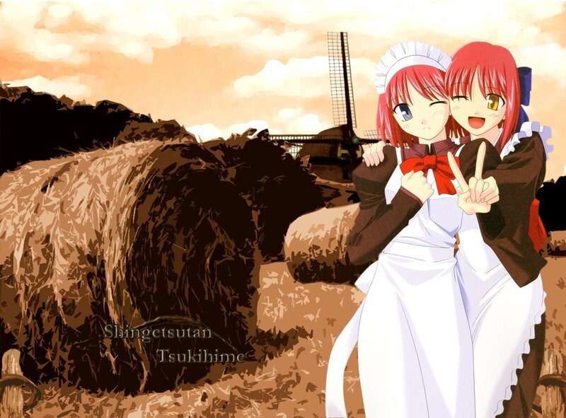 Two girls in maid outfits