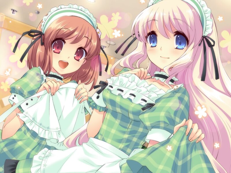 Two girls in maid outfits