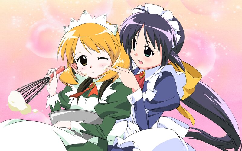 Two girls in maid outfits