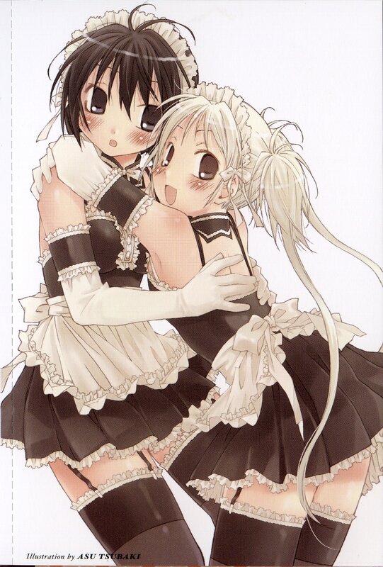two girls in maid outfits