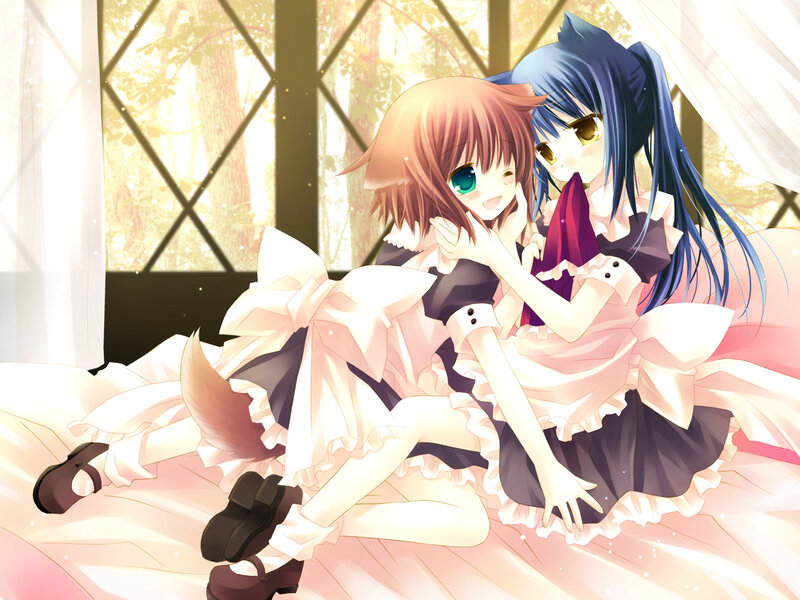 Two girls in maid outfits