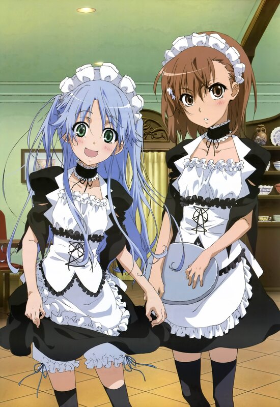 Two girls in maid outfits