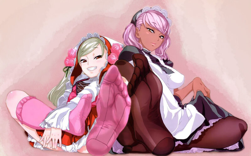 two girls in maid outfits