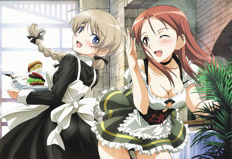 Two girls in maid outfits