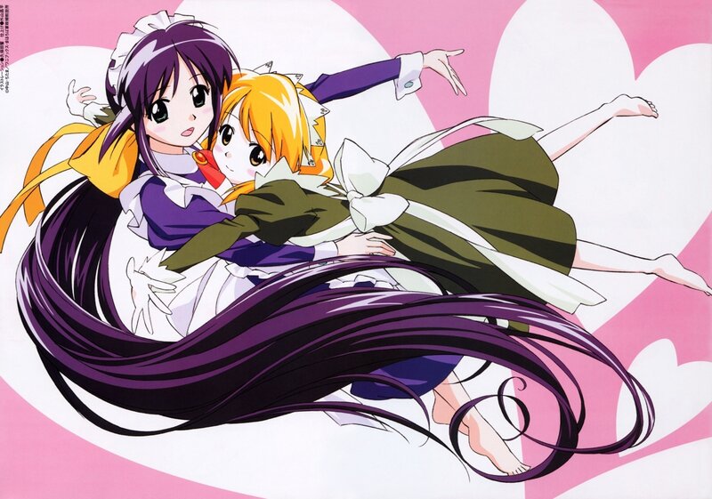 Two girls in maid outfits
