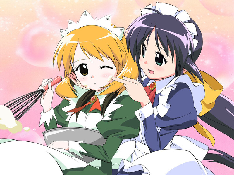 Two girls in maid outfits