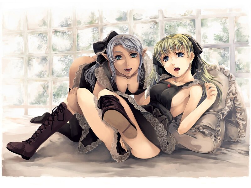 Two girls in maid outfits