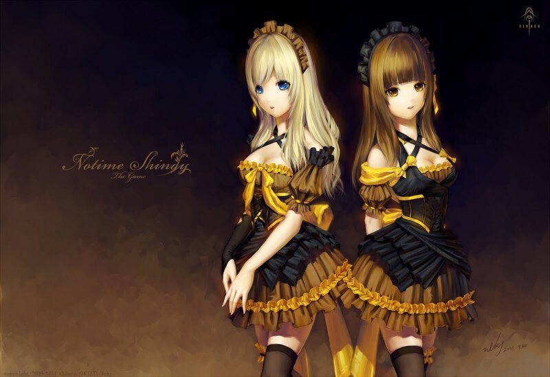 Two girls in maid outfits