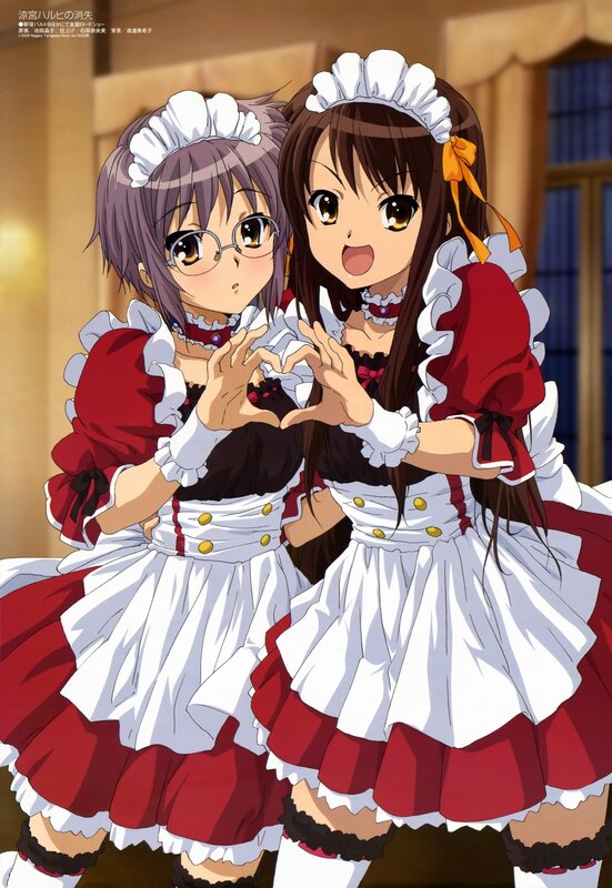 Two girls in maid outfits