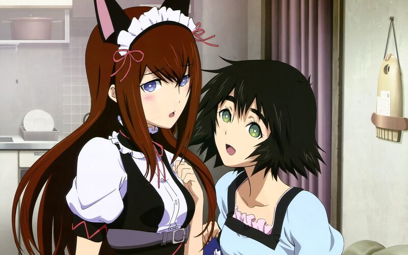 Two girls in maid outfits