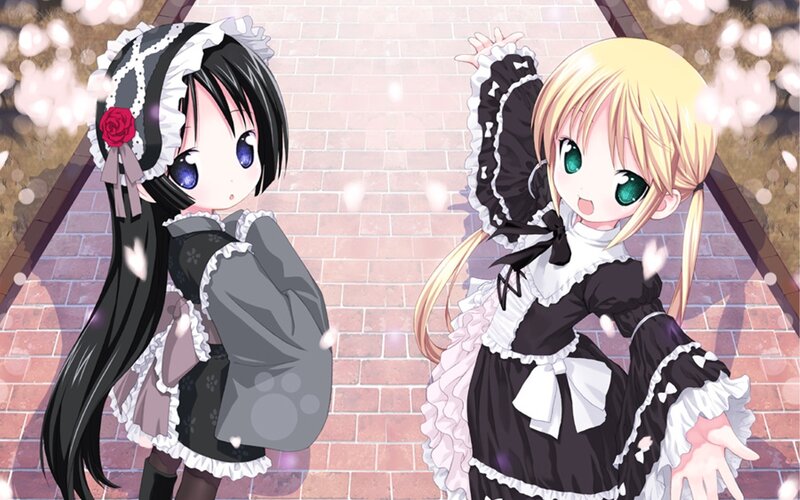 Two girls in maid outfits
