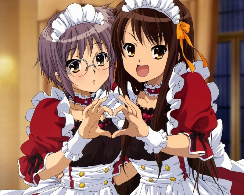 two girls in maid outfits