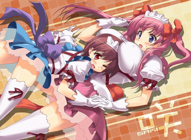 Two girls in maid outfits