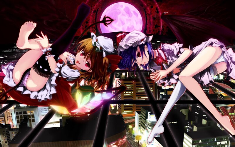 Two girls in maid outfits on a rooftop