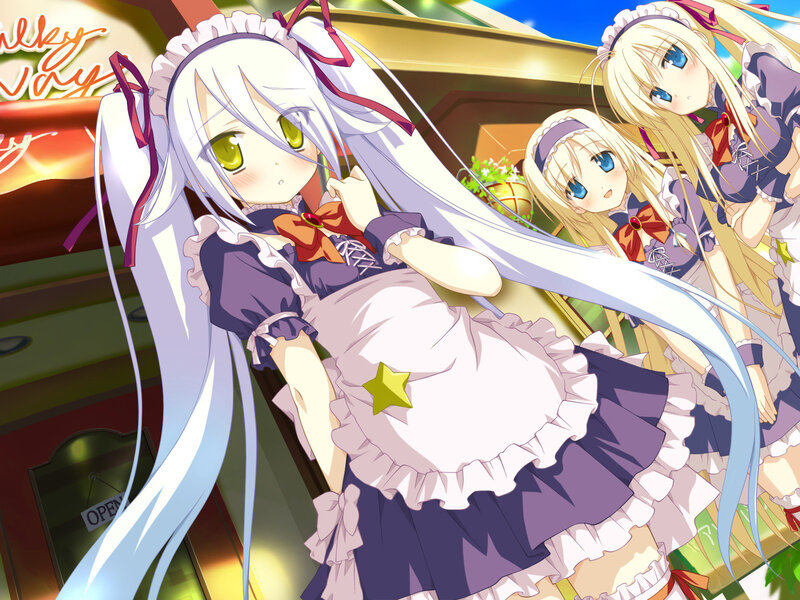 Two Girls in Maid Outfits — Purple, Cheerful
