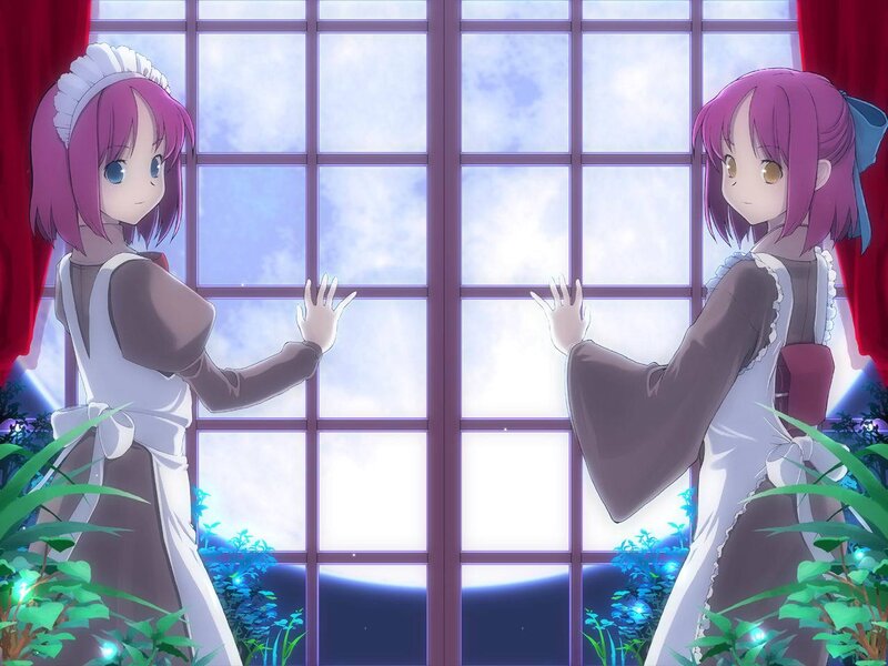 Two Girls in Maid Outfits — Purple