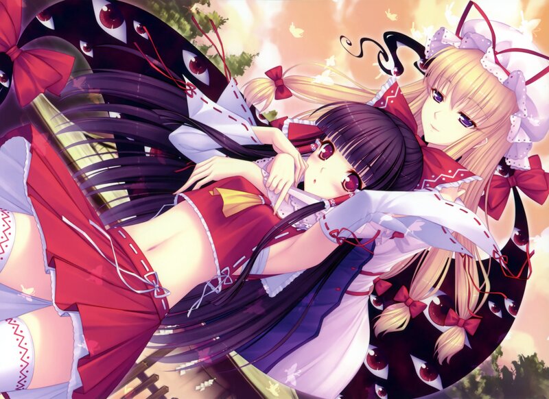 Two Girls in Maid Outfits — Red, Dramatic
