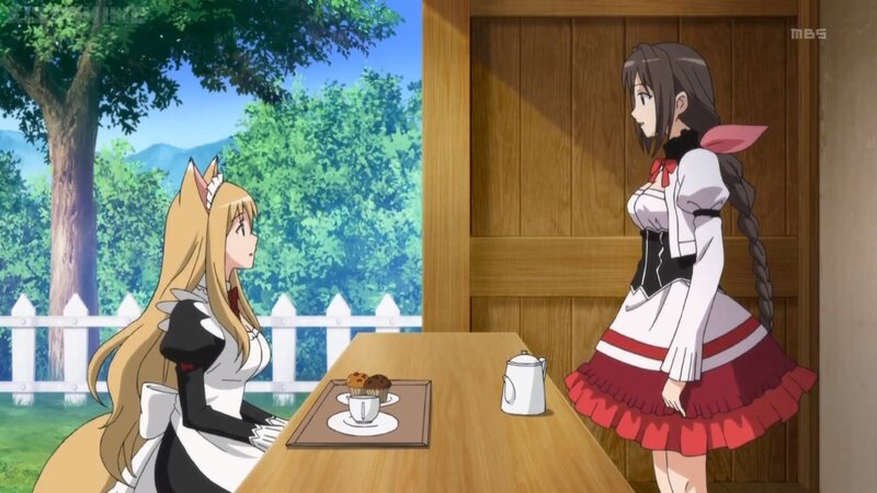 Two Girls in Maid Outfits — White, Calm, Afternoon