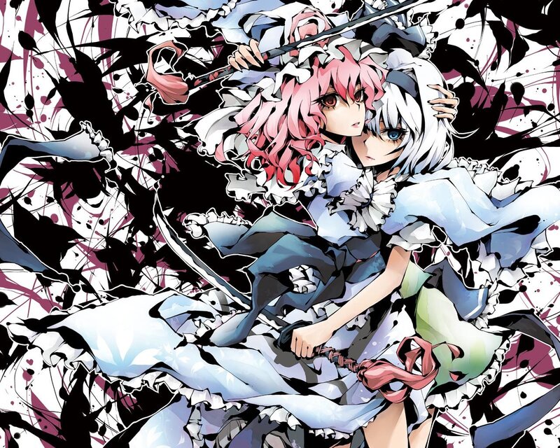 Two Girls in Maid Outfits — White, Dramatic