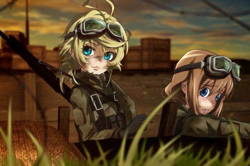 Two Girls in Military Gear