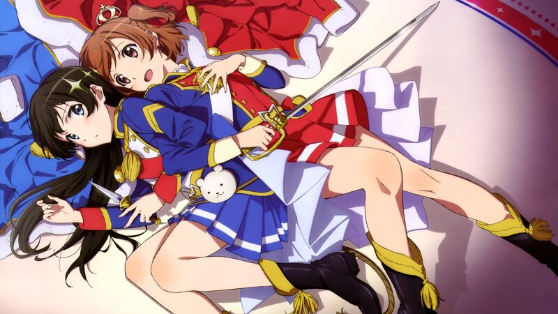 Two Girls in Military Uniforms — Blue, Dramatic