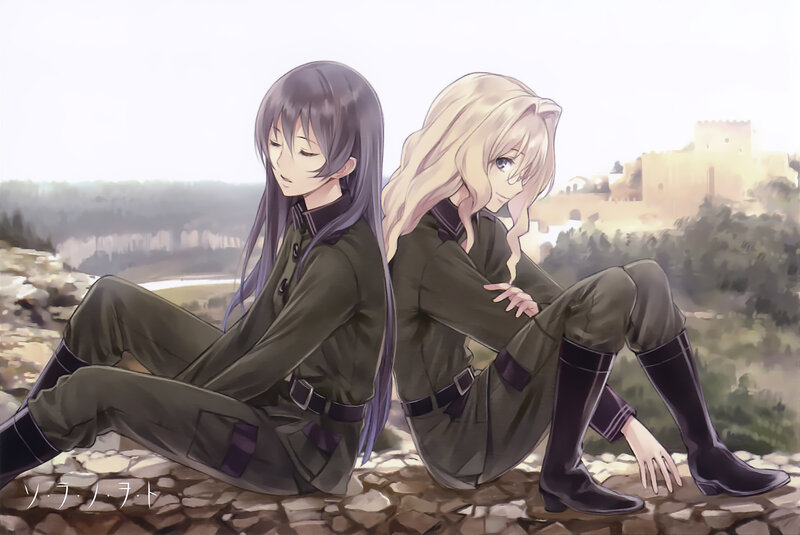 Two girls in military uniforms