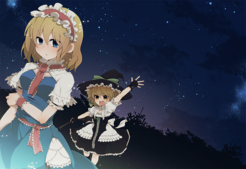 Two Girls in Night Sky