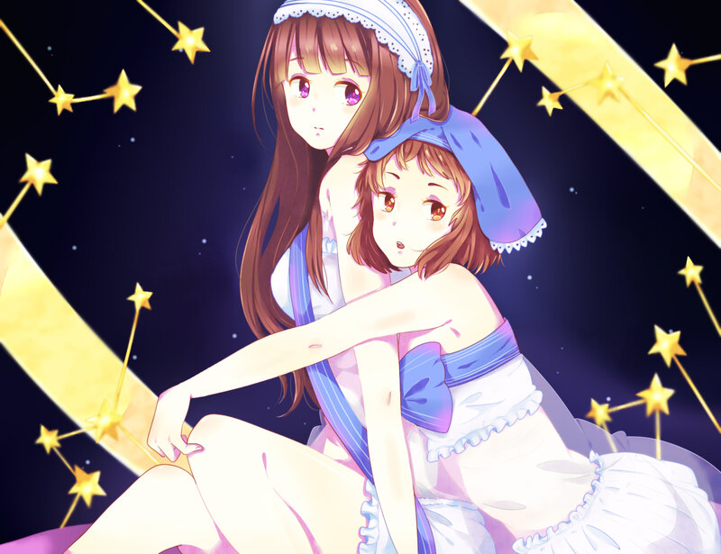 Two Girls in Nightgowns — Purple