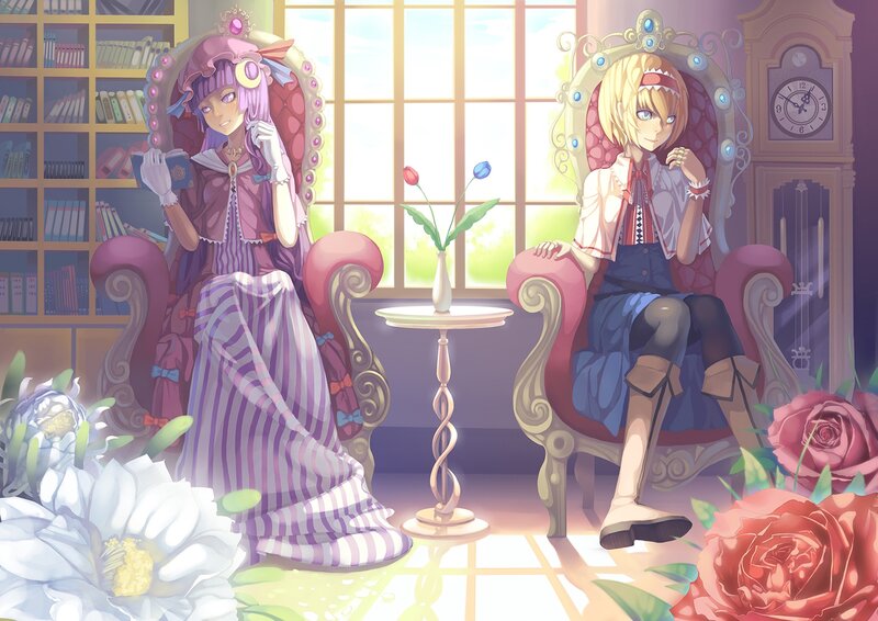 Two Girls in Ornate Chairs