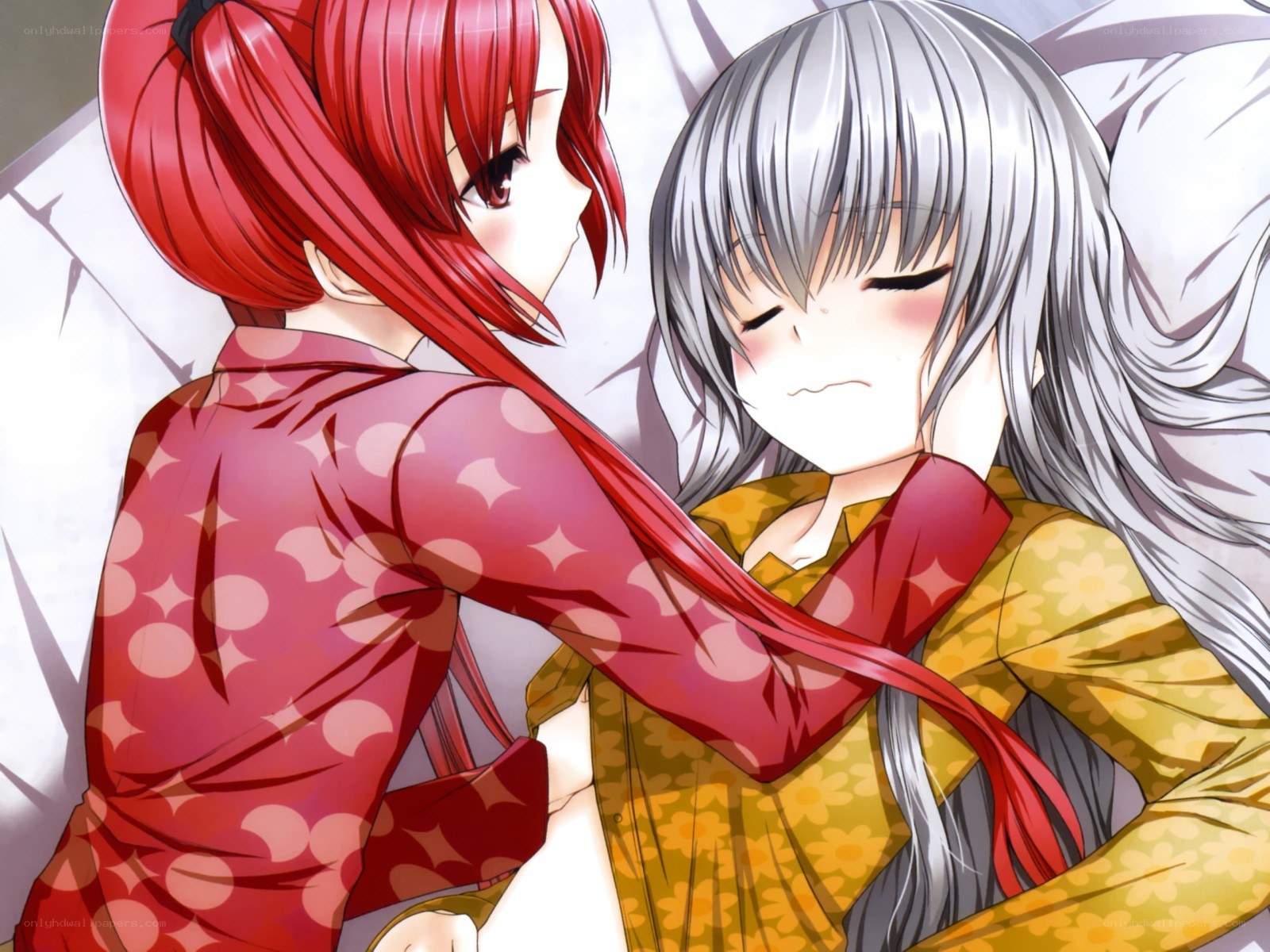 Two girls in pajamas